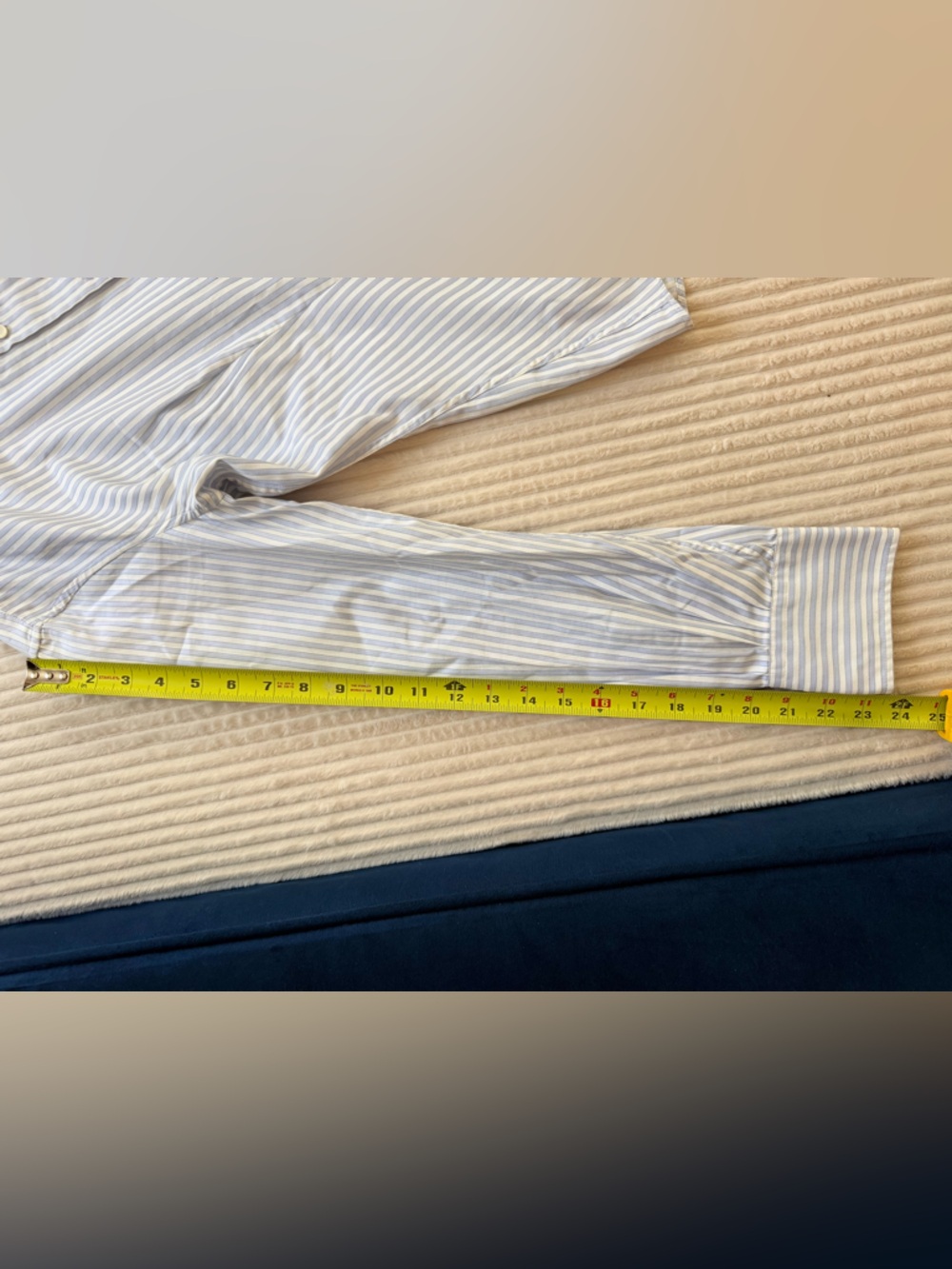 Like New Carolina Herrera Tailored Blue & White Striped Button-Down Shirt - Picture 8 of 10